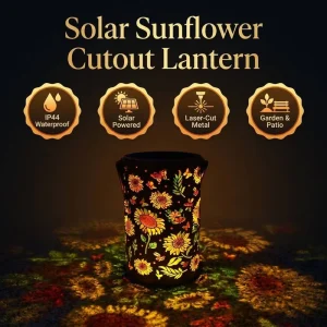 Solar Sunflower Hollow Iron LED Hanging Lantern IP44 Waterproof ROHS Certified Warm White Outdoor Garden Decor Lights