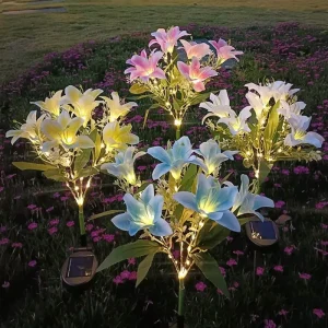 Solar Sunflower LED Garden Lamp IP65 Outdoor Artificial Flower Holder Ground Lamp for Road Use