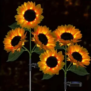 Solar Sunflower Lights Garden Light Flowers Outdoor Waterproof Solar Stake Lights for Back Yard Pathway Patio