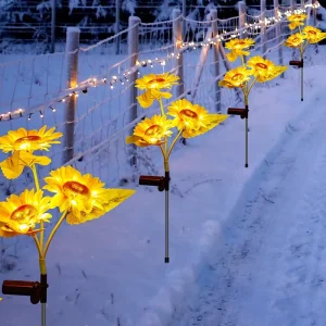 Solar Sunflower Stake Lights Outdoor Waterproof Dusk to Dawn LED Garden Yard Lawn Decor OEM ODM