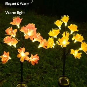 Solar Tea Flower Garden Road IP65 Waterproof Outdoor Decorative Lawn Lights for Ground Installation