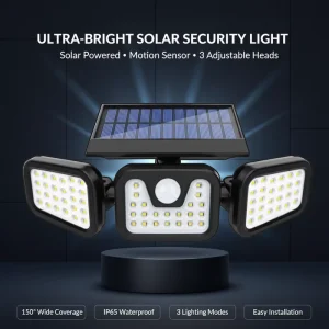 Solar Three-head Wall Lamp Multi-angle Adjustment Outdoor Street Courtyard Motion Sensor Three-speed Garden IP65 LED
