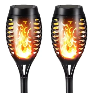 Solar Torch Lamp for Outdoor Garden and Courtyard Landscape Solar Powered LED Lawn Lights with IP55 Rating Warm White (3500K)