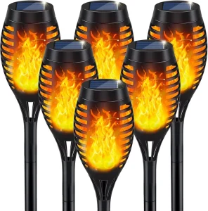 Solar Torch Lights Flickering Flame Waterproof Outdoor Garden Lights for Halloween Decor Patio Pathway Yard