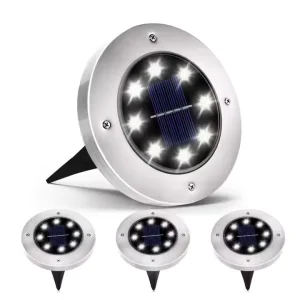 Solar Underground Lights Outdoor Waterproof 8LED Luminous Patio Garden Decoration Ambient Lights