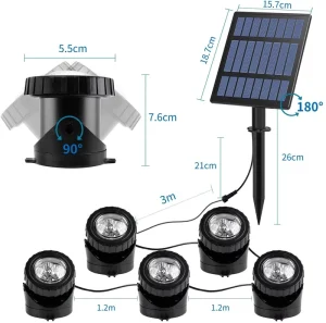 Solar Underwater Light 1*3RGB Ambient Lights Base Mount Version Spotlight for Outdoor Garden Pool
