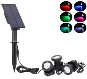 Solar Underwater Light Outdoor 1*3RGB Color Spotlight for Gardens Lawns Rockeries Ponds Courtyards and Pools