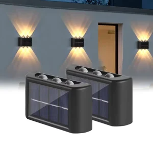 Solar Up and Down Wall Light Waterproof Deck Light Outside Decorative Lighting Solar Garden Wall Light for Home Garden Porch