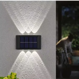 Solar Wall Lamp Outdoor 6LED IP65 Waterproof Warm White Landscape Light for Balcony, Yard and Garden