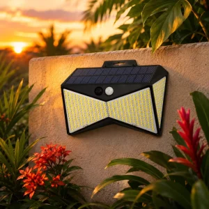Solar Wall Light Double Sided LED Motion Detect Waterproof Outdoor Lamp for Patio Balcony Backyard Use