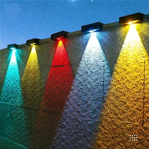 Solar Wall Light Outdoor Garden LED Colorful Wash Lamp for Garden Fence Balcony Stairs Lighting Decoration