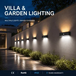 Solar Wall Light Outdoor IP65 Waterproof Double Lighting Effect 3 Year Warranty for Courtyard Home Villa Wall Lamp