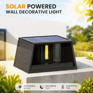 Solar Wall Light Outdoor LED Dual Side Lighting Adjustable Angle Waterproof Garden Fence Lamp IP65 Waterproof