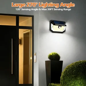 Solar Wall Light Waterproof LED Outdoor Lamp PIR Sensor 1200mAh Street Light