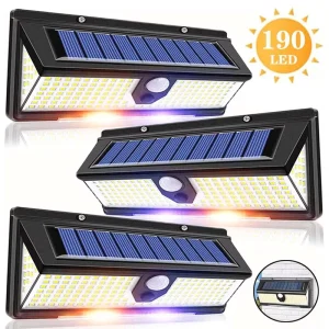 Solar Wall Lights 190LED Outdoor IP65 Solar Wall Lamp PIR Motion Sensor Solar Street Lamp Waterproof Garden Wall Light