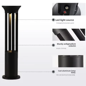 Solar Waterproof Aluminum Lawn Lamp IP66 Outdoor LED Garden Courtyard Lamp Landscaping & Decking