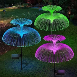 Solar Waterproof Fiber Optic Jellyfish Light Colorful LED Outdoor Garden Landscape Decoration Solar Lawn Light