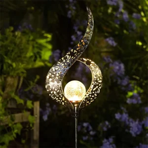 Solar Wrought Iron Moon Ground Insert Lights Outdoor Waterproof Garden Decoration LED Garden Landscape Lawn Lights