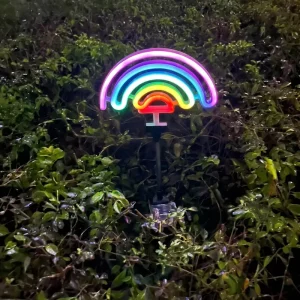 Solar-powered European Style Ground Spike Rainbow LED Neon Lawn Courtyard Garden Plug-in Waterproof Outdoor Use Lights