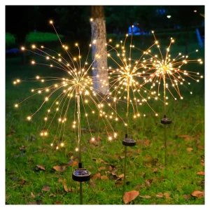 Solar powered Firework Lights Copper Wire String Lights Outdoor Waterproof Ground Inserted Fairy Lights Patios Christmas Other