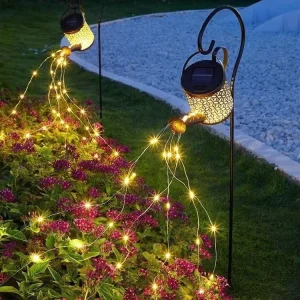 Solar powered Kettle Lamp Outdoor Waterproof Hollow Ground Inserted LED Iron IP44 Shower Light Garden Landscape Decoration