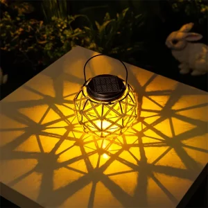 Solar-powered LED Cage Chandelier, Metal+ABS Shade, IP55 Outdoor Ambient Light for Garden Balcony, Dimmable Adjustable Color Temperature