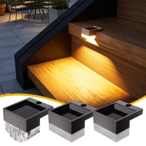 Solar powered LED Stair Lights Outdoor Wall Lamps Courtyard Garden Decor Balcony Step Lights Ambient Small Night Lights Warm