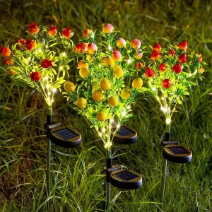 Solar-powered Plug-in Gardenia Flower Lights Outdoor IP55 Lamps for Patios Gardens Landscape Lights