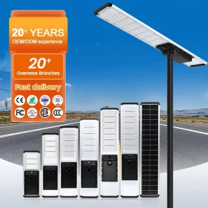 Solarthon High Power IP65 Waterproof Outdoor Road 200W All in One Led Solar Street Lights 6000K Daylight Remote Control