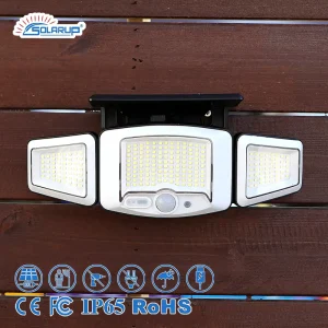 Solarup 3 Heads Solar Energy Outdoor Wall Garden LED Light with Motion Sensor Waterproof Rechargeable
