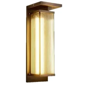 Solid Brass Solar Outdoor Wall Lights Waterproof Minimalist Villa Gate Patio Exterior for Modern Outdoor Solar Ceiling Light
