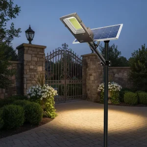 Split Aluminum IP65 Waterproof Outdoor 60W/100W/120W LED Solar Street Light Mono-Si Panel Lithium Battery 50000h Lifespan Remote