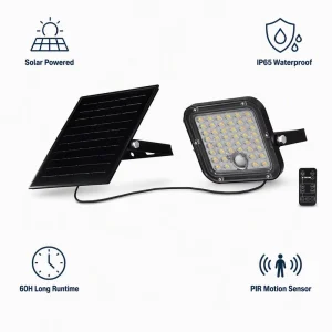 Split Solar Floodlight 100W Equivalent LED Outdoor Area Light with Remote Control IP65 Waterproof