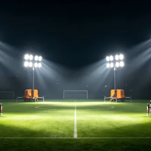 Sports Field LED Temporary Light 1000W 3000W Portable Light Tower 6 9 12 Meters Telescopic Mast AC DC Diesel Generator