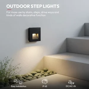 Square Compact Aluminum 1.6W IP65 Waterproof Dimmable Garden Light Stair Lights Wall Lamps LED Step Light
