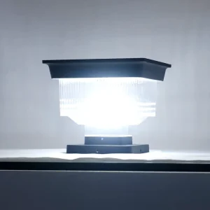 Square LED Solar Pillar Light IP65 Waterproof Post Mount Outdoor Column Lamp for Gate Courtyard Villa Fence
