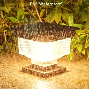 Square Main Gate Post Cap Solar LED Pillar Light, Remote Control, Waterproof