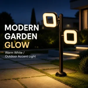 Square Shape Flat Cut & Angled Cut AC85 260V 48W 3000K IP65 Die Cast Aluminum Swivel Dual Head LED Lawn Light