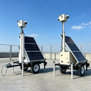 Stable Illumination Portable Solar Power Surveillance Trailer Solar Panels Security Trailer for Factory Lighting