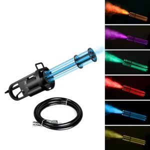 Stage Special Effects CO2 Gas Fog Jet Machine LED RGB Handheld Gatling Gun 6-8M Range Customizable for DJ Wedding Party