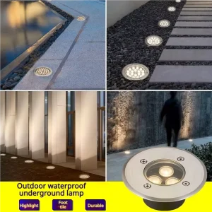 Stainless Steel Cover Aluminum Body Outdoor Buried Inground LED Light IP65 220V 3000K Dimmable Garden Park Light