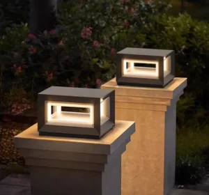 Stainless Steel LED Gate Post Light, IP65 Waterproof, E27 Base, Glass Shade, European Classical Style