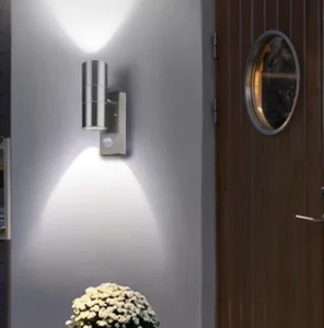 Stainless Steel Outdoor Wall Lamp With Sensor Garden Lighting Up and Down Lighting GU10