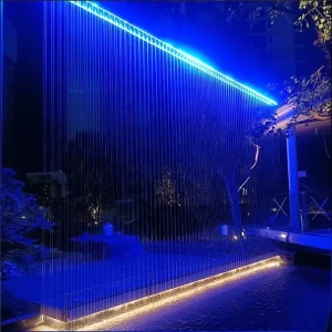 Stainless Steel Waterfall Water Curtain Fountain Outdoor New Durable Type Multicolored LED Light Modern Design Customized Size