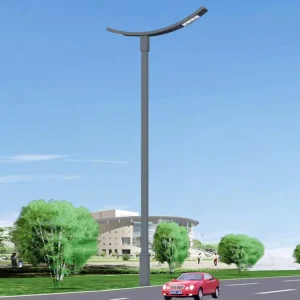 Steel Dual Arm Street Lights Lamp Posts Hot Dip Galvanized IP65 Rated Modern Minimalist Design 100W LED Road Lighting