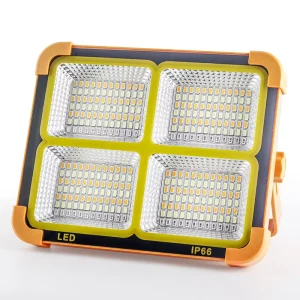 Super Bright Portable Solar LED Floodlight High Power IP65 Rated Rechargeable Camping Light for Garden Outdoor Use Plastic Body