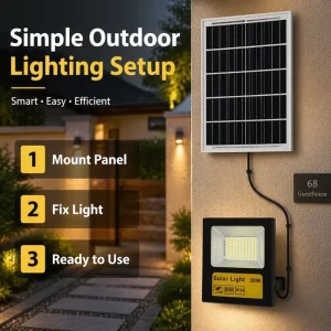 Super Bright Solar Floodlight 6500K Daylight Anti Glare Lens IP66 Outdoor Lamp for Park Lawn Plaza
