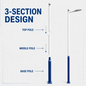Superior Strength Single-Arm Street Light Pole 3M Height Long Distance Highway Lighting Application Hot Dip Galvanized