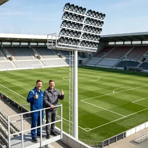 Supplier 1000W IP65 Low-Glare LED Stadium Flood Light 30m High Mast Sports Stadium Lighting