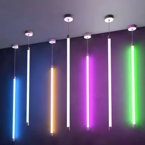 T8 2 ft, 3 ft, 4 ft Color Chandelier Restaurant Bar Exhibition Hall Room Decoration RGB Tube Lamp